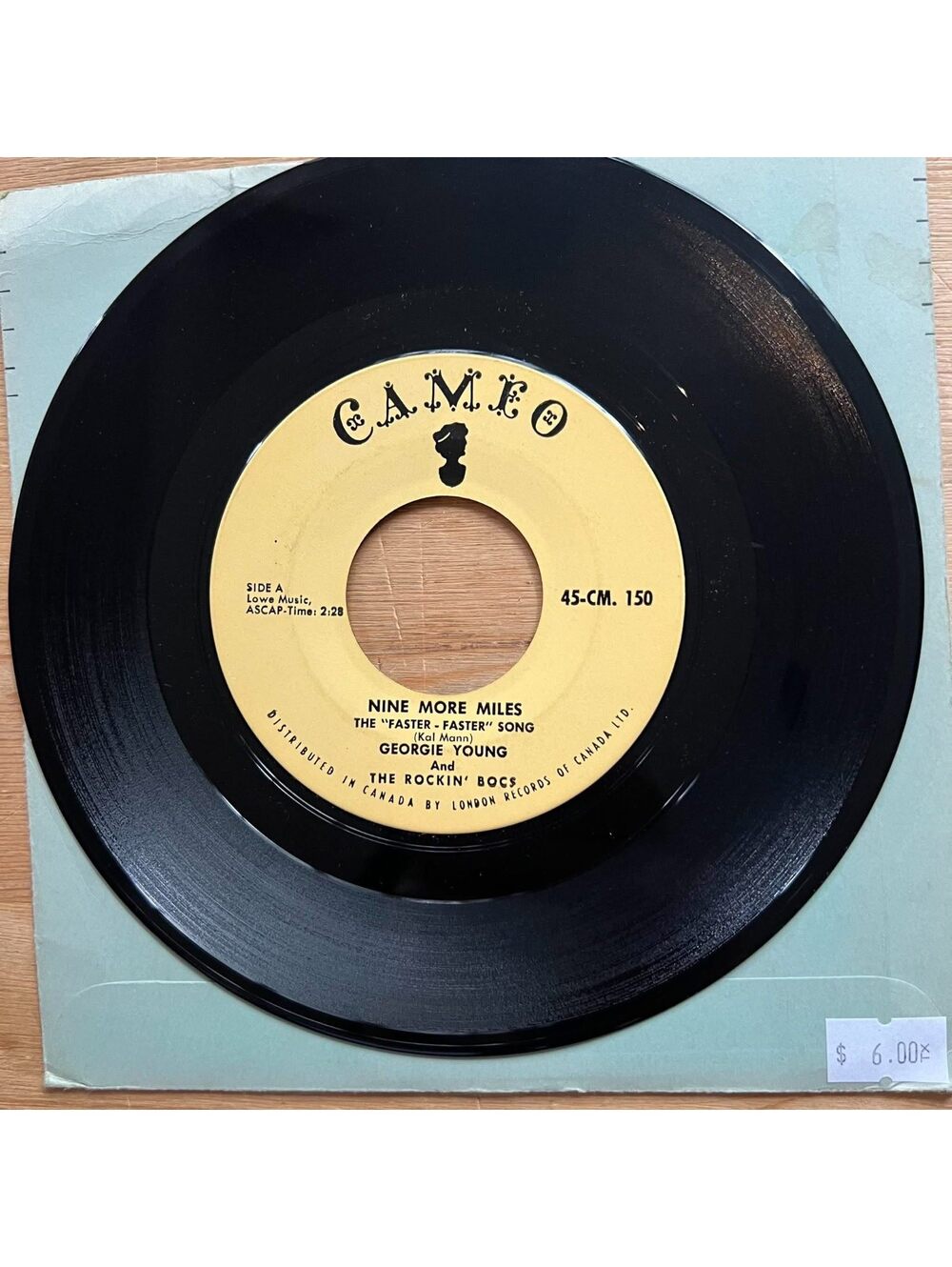 Georgie Young and The Rockin' Bocs - Nine More Miles/The Sneak 45rpm VG+ R13